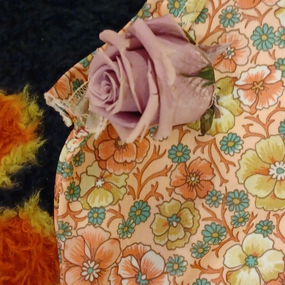 Vintage 60s Psychedelic Orange Floral Tank Top - Picture 6 of 6